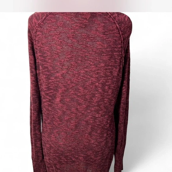 🏁Mudd XL burgundy V-Neck button down cardigan pockets - Picture 3 of 7